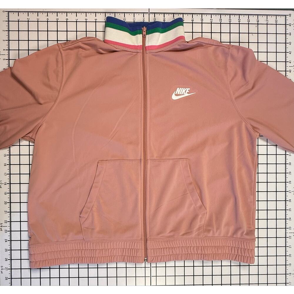 Nike Sportswear Essential Track Jacket Womens XL Pink Striped Collar DJ1097-685 - Picture 2 of 7